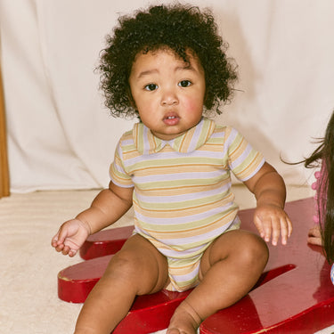 ★DROP1★2026SS★Misha & Puff ミーシャアンドパフ BABY PETIT COLLAR ONESIE MIST AVENUE STRIPE B3346S26-0B9