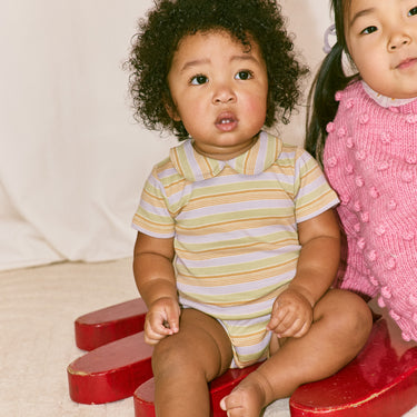 ★DROP1★2026SS★Misha & Puff ミーシャアンドパフ BABY PETIT COLLAR ONESIE MIST AVENUE STRIPE B3346S26-0B9