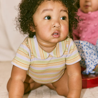 ★DROP1★2026SS★Misha & Puff ミーシャアンドパフ BABY PETIT COLLAR ONESIE MIST AVENUE STRIPE B3346S26-0B9
