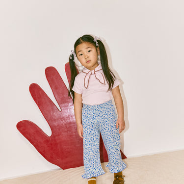 ★DROP1★2026SS★Misha & Puff ミーシャアンドパフ RUFFLE PEDAL PUSHER BLUE RIBBON LISSE FIELDS K3035S26-0B1