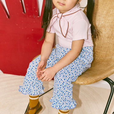 ★DROP1★2026SS★Misha & Puff ミーシャアンドパフ RUFFLE PEDAL PUSHER BLUE RIBBON LISSE FIELDS K3035S26-0B1