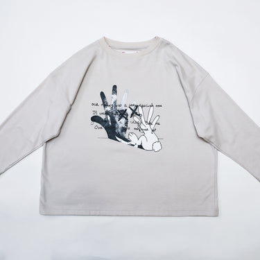 ★2026AW★michirico ミチリコ Rabbit and Shadow T パールホワイト MR26AW-03(kids/adult)