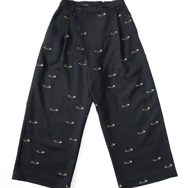 ★2026AW★michirico ミチリコ Safety pin embroidery pants ブラック MR26AW-30(adult)