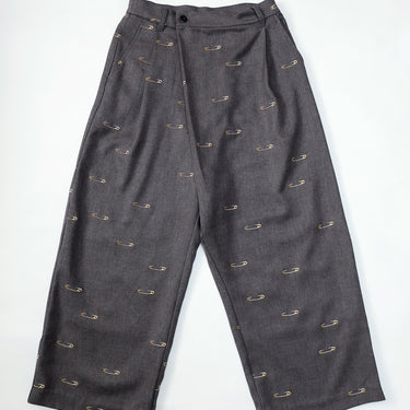 ★2026AW★michirico ミチリコ Safety pin embroidery pants ダークグレー MR26AW-30(adult)