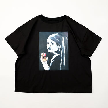 ★入荷済み★2026SS★michirico ミチリコ Girl nibbling apple T ブラック MR26SS-05 (adult)