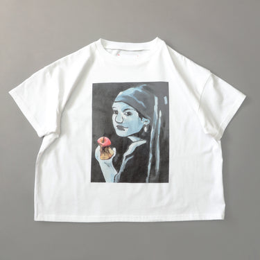 ★入荷済み★2026SS★michirico ミチリコ Girl nibbling apple T ホワイト MR26SS-05 (adult)