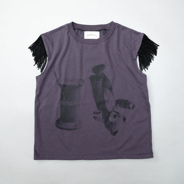 ★入荷済み★2026SS★michirico ミチリコ Thread & Bear fringe T ダークパープル MR26SS-07(kids/adult)