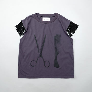 ★入荷済み★2026SS★michirico ミチリコ Scissors & Comb fringe T ダークパープル MR26SS-08(kids/adult)