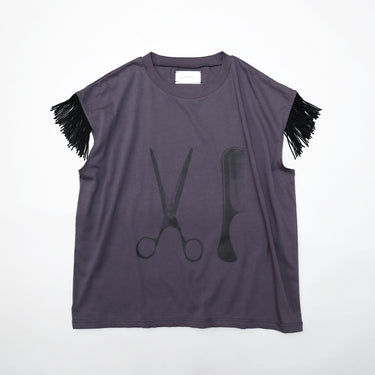 ★入荷済み★2026SS★michirico ミチリコ Scissors & Comb fringe T ダークパープル MR26SS-08(kids/adult)