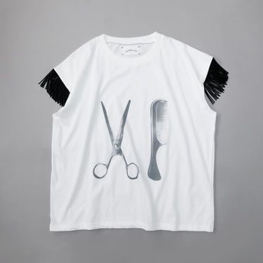 ★入荷済み★2026SS★michirico ミチリコ Scissors & Comb fringe T ホワイト MR26SS-08(adult)