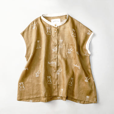 ★入荷済み★2026SS★michirico ミチリコ My favorite day collarless shirts カーキ MR26SS-19(adult)
