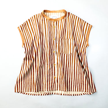 ★入荷済み★2026SS★michirico ミチリコ Hand stripes collarless shirts モカ&ベージュ MR26SS-23(adult)