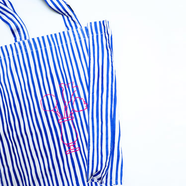 ★入荷済み★2026SS★michirico ミチリコ Hand stripes Big bag ブルー&グレー MR26SS-28