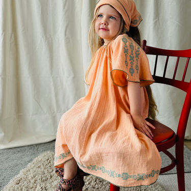 ★2025SS★MABLI マブリ FOLK SCARF PEACHY MAB658