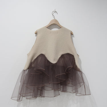 ★2025AW★UNIONINI ユニオニーニ layered tulle dress brown OP-091