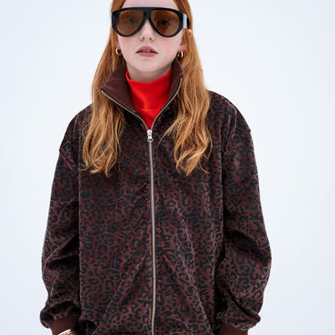 ★DROP2★2026AW★Repose AMS リポーズ Zip up sweater chocolate leopard AW26-31