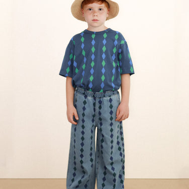 ★DROP2★2026SS★tinycottons タイニーコットンズ Diamonds Knitted Tee light navy SS26-022