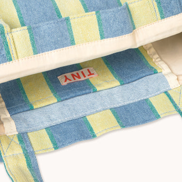 ★DROP2★2026SS★tinycottons タイニーコットンズ Retro Stripes Tote Bag light wash denim SS26-511
