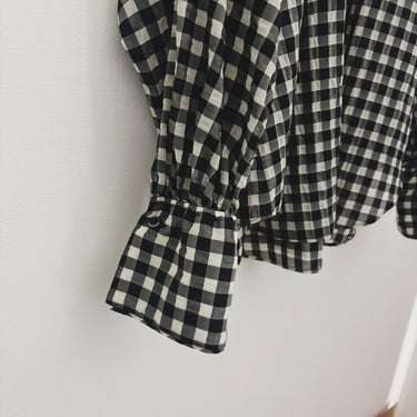 ★2026SS★STELLA CIFFON ステラシフォン  Gingham check dolman shirt 80/Black ST1-26401B