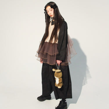 ★2025AW★UNIONINI ユニオニーニ layered tulle dress brown OP-091