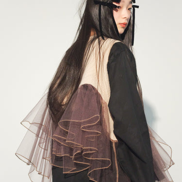 ★2025AW★UNIONINI ユニオニーニ layered tulle dress brown OP-091