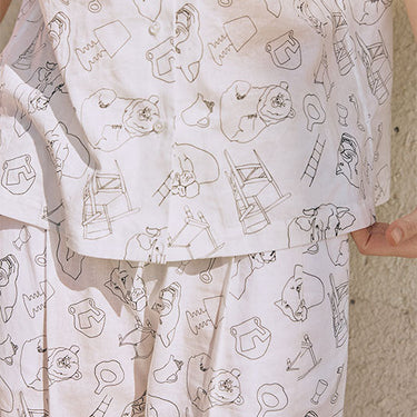 tapis HÄP&CRAFT オリジナルアニマルプリントパンツ(womens)  WHITE 10265-00081