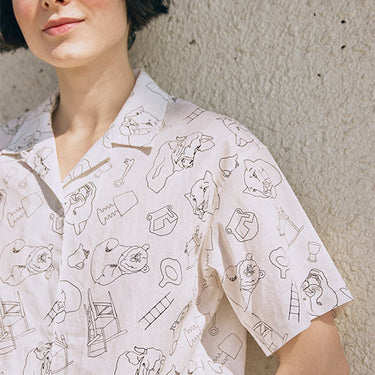 tapis HÄP&CRAFT オリジナルアニマルプリントシャツ(womens)  WHITE 10265-00084