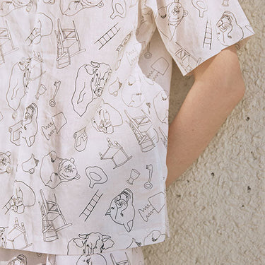 tapis HÄP&CRAFT オリジナルアニマルプリントシャツ(womens)  WHITE 10265-00084