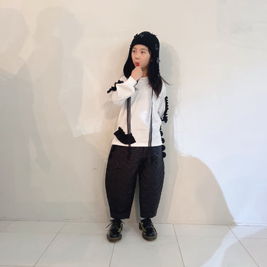 ★入荷済み★2025AW★frankygrow フランキーグロウ RABBIT QUILT SCALLOPED BIG PANTS BLACK 25FWBT-382