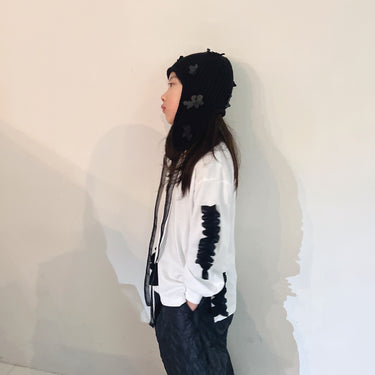 ★入荷済み★2025AW★frankygrow フランキーグロウ RABBIT QUILT SCALLOPED BIG PANTS BLACK 25FWBT-382