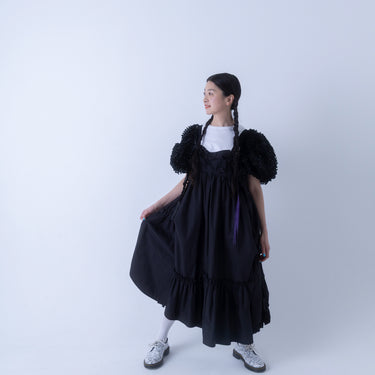 ★入荷済み★2026SS★frankygrow フランキーグロウ RIBBON ORGANDY BUBBLE SLV TEE WHITE-BLACK 26SCS-521