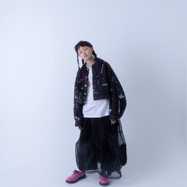 ★入荷済み★2026SS★frankygrow フランキーグロウ BEAR FEELS SOLID RIBBON ORGANDY SKIRT BLACK ADULT 26SBT-398