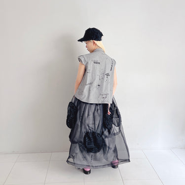 ★入荷済み★2026SS★frankygrow フランキーグロウ BEAR FEELS SOLID RIBBON ORGANDY SKIRT BLACK ADULT 26SBT-398