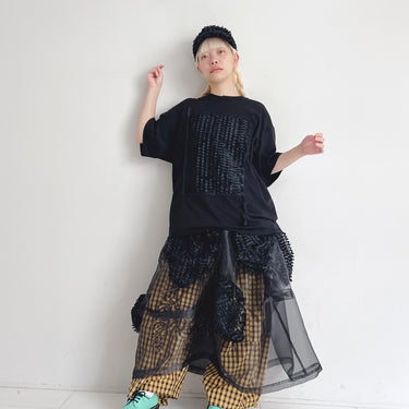 ★入荷済み★2026SS★frankygrow フランキーグロウ BEAR FEELS SOLID RIBBON ORGANDY SKIRT BLACK ADULT 26SBT-398