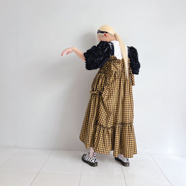 ★入荷済み★2026SS★frankygrow フランキーグロウ RIBBON ORGANDY BUBBLE SLV TEE WHITE-BLACK 26SCS-521