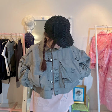 ★入荷済み★2026SS★frankygrow フランキーグロウ HAND-DRAWN Pt. BEAR FEELS SOLID JACKET WASHER CHECK-GRAY ADULT 26SOT-127