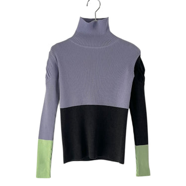 ★入荷済み★2026AW★frankygrow フランキーグロウ MULTI COLOR SWELL SHOULDER HIGH-NECK KNIT PURPLE-CHARCOAL-LIME 26FWKTTP-142