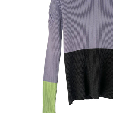 ★入荷済み★2026AW★frankygrow フランキーグロウ MULTI COLOR SWELL SHOULDER HIGH-NECK KNIT PURPLE-CHARCOAL-LIME 26FWKTTP-142