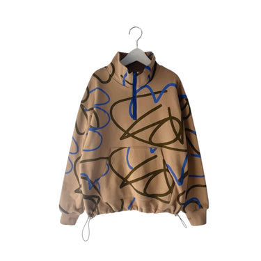 ★入荷済み★2026AW★minnano×frankygrow ALL-OVER PATTERN HALF ZIP SWEATSHIRT BROWN MF26FWCS-016
