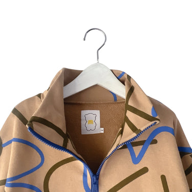 ★入荷済み★2026AW★minnano×frankygrow ALL-OVER PATTERN HALF ZIP SWEATSHIRT BROWN MF26FWCS-016