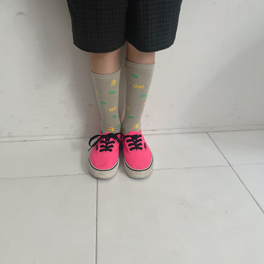 ★入荷済み★2026SS★minnano×frankygrow M&SB PATTERNED SOCKS FROSTY GRAY