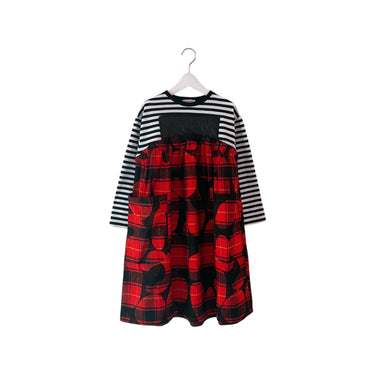 ★入荷済み★2025AW★frankygrow フランキーグロウ FORMED CHECK DOCKING DRESS BLACK-RED 25FWOP-274