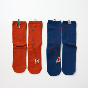 KIVISDOU キビスドウ 休日のひととき はみ出し刺繍 ショートソックス２Ｐ k31273